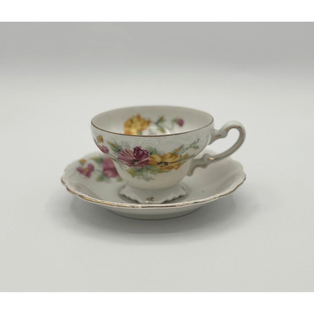 Vintage Meiko China Tea Cup And Saucer Floral Japan